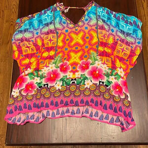 Nanette Lepore Swim bright floral swim cover size Large